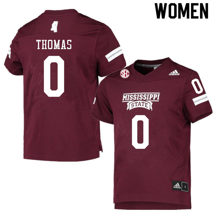 Women #0 Rara Thomas Mississippi State Bulldogs College Football Jerseys Sale-Maroon